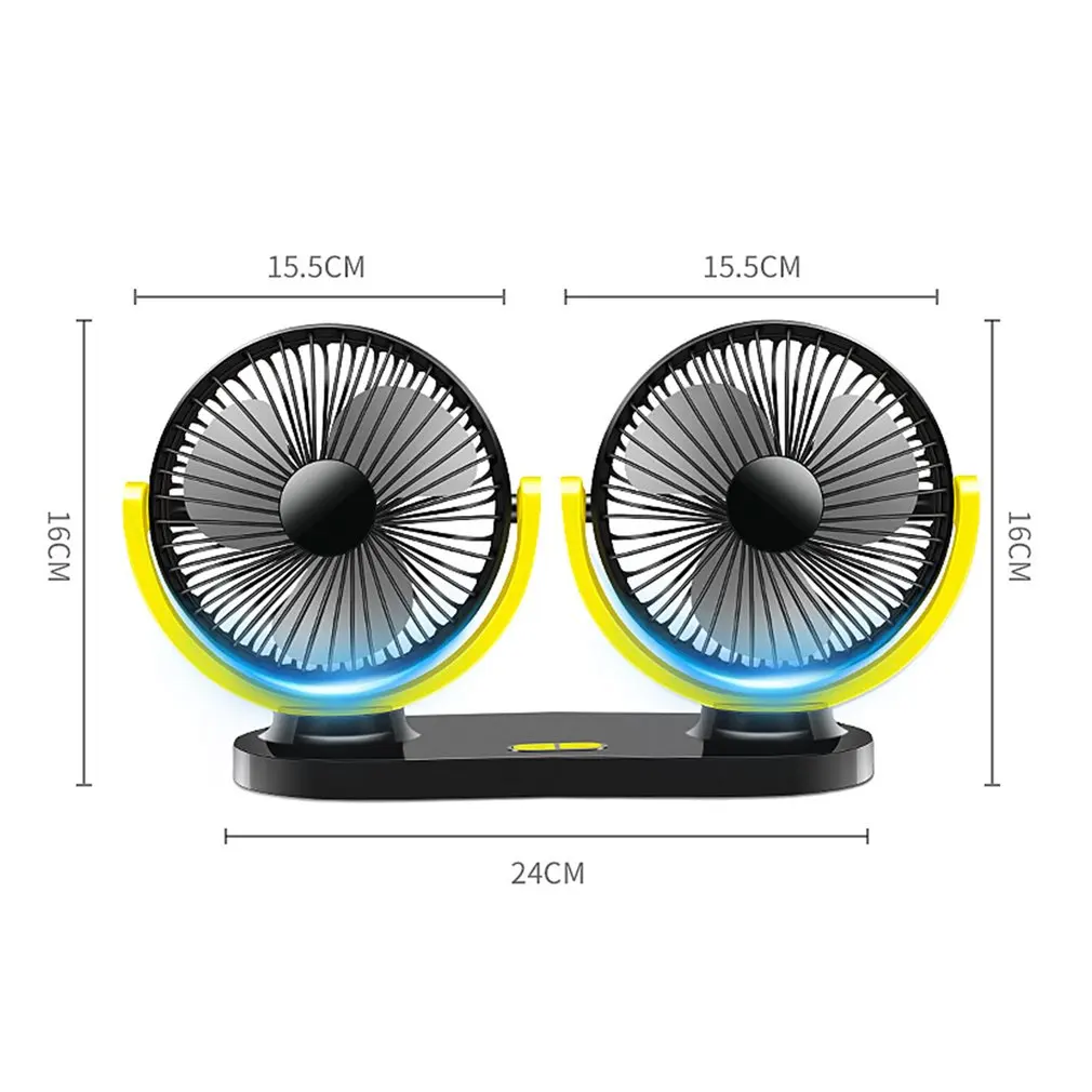 

Car Universal Double Head Car Fan 12V/24V Car Fan Small Electric Fan Big Truck Double Head Shaking Head USB Fan Ventilation Fan