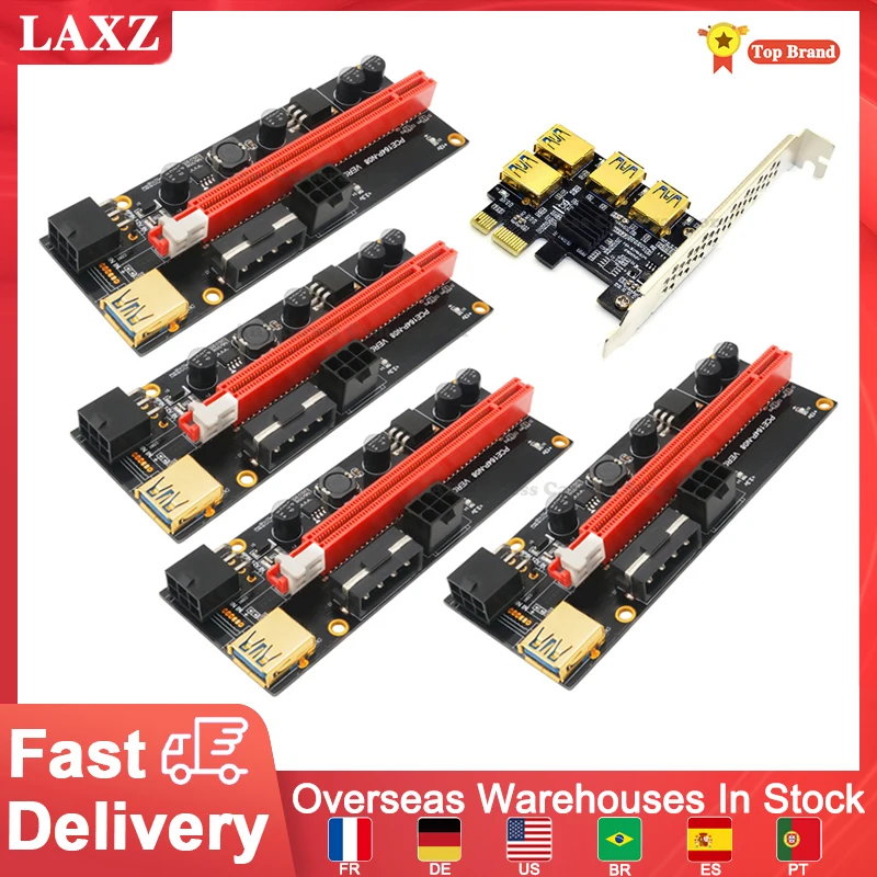 

4 шт. PCI-E Express 1x до 16x Райзер 009S Plus адаптер PCIE от 1 до 4 слотов PCIe порт множителя карты для майнинга биткоинов BTC
