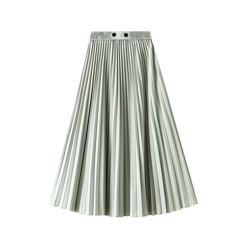 

2021Summer New Elastic High Waist Slim Chiffon Pleated Skirt Simple Casual All-match Loose Women A-line Long Skirt Free Shipping