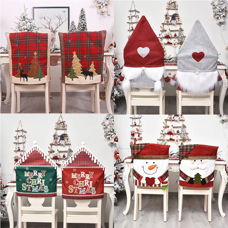 

Dining Room Christmas Chair Cover Elastic Slipcovers Chair Covers Washable Stool Case Removable Festival Decor