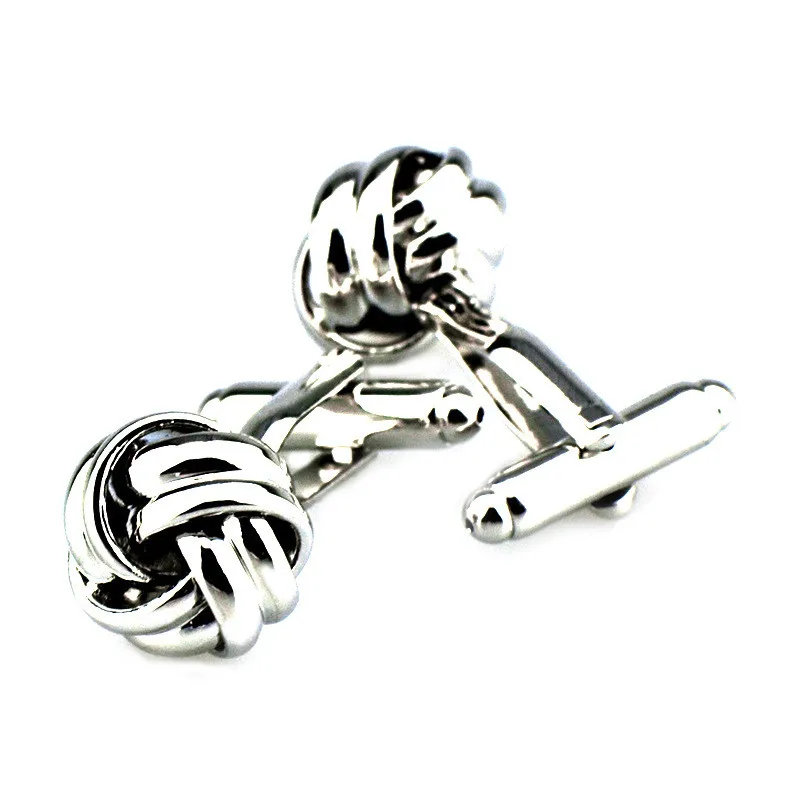 Новые высококачественные запонки с узелком для мужские рубашки посеребренные