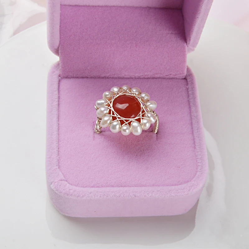Женские винтажные кольца с натуральным пресноводным жемчугом ASHIQI дизайнерские