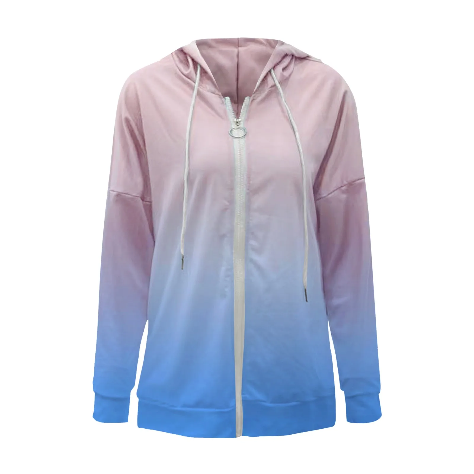 JAYCOSIN Women Sweetshirts Long Sleeve Zip-Up Hoodie Jacket Printed Stitching Color Sweatshirt Coat Casual Sudaderas Para Mujer