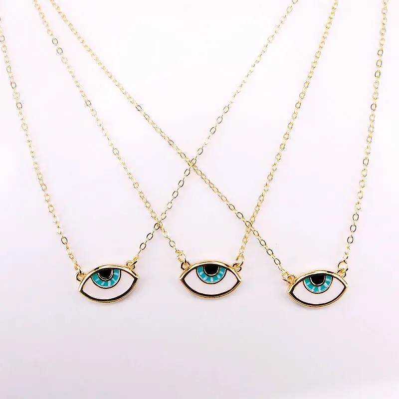 

12PCS, Oil Enamel Eyes Charm Pendant Necklaces Simple Jewelry