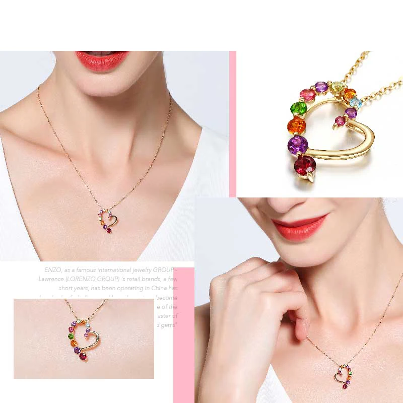 ENZO Natural Garnet 14K Pure Gold Pendant Real AU 750 Solid Upscale Trendy Classic Party Fine Jewelry Hot Sell New 2020 | Украшения и