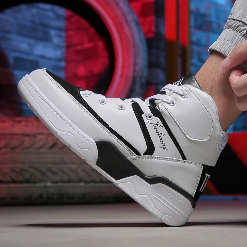 Модные мужские кроссовки с высоким берцем легкие зимние ботинки кожаная мужская