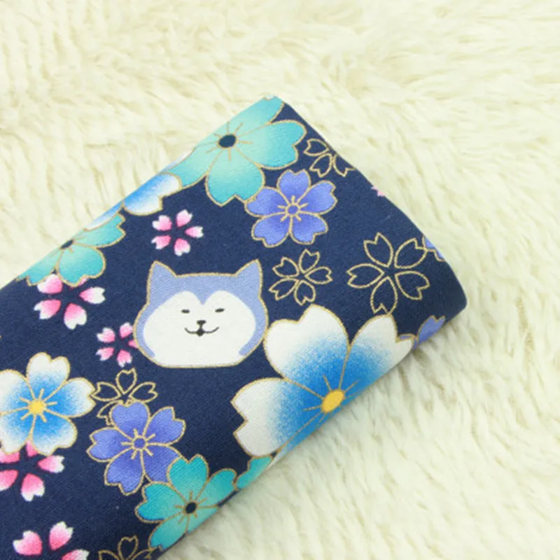 Half yard import cotton linen retro fabric soft breeze gilt cartoon dog head print handmade DIY patchwork bag telas A745 | Дом и сад