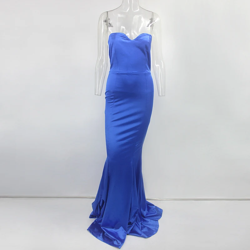 COSYGAL 2019 женское длинное вечернее платье без бретелек сексуальное красное в пол