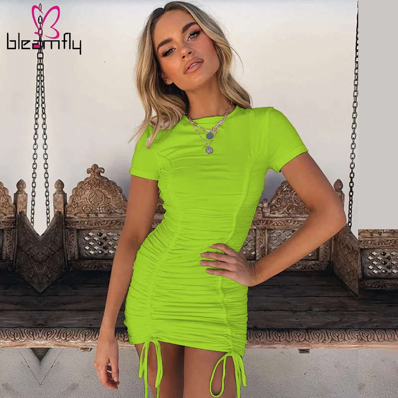 Сексуальная облегающая одежда мини платье 2019 короткий рукав черный круглый