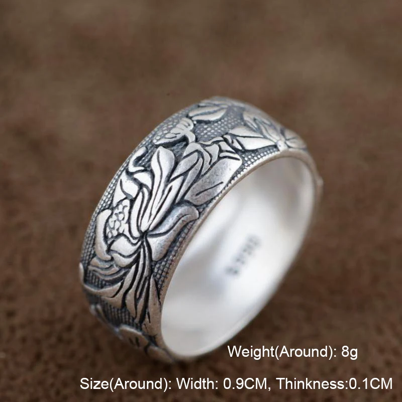 Кольцо из стерлингового серебра S990 кольца в винтажном стиле для женщин с