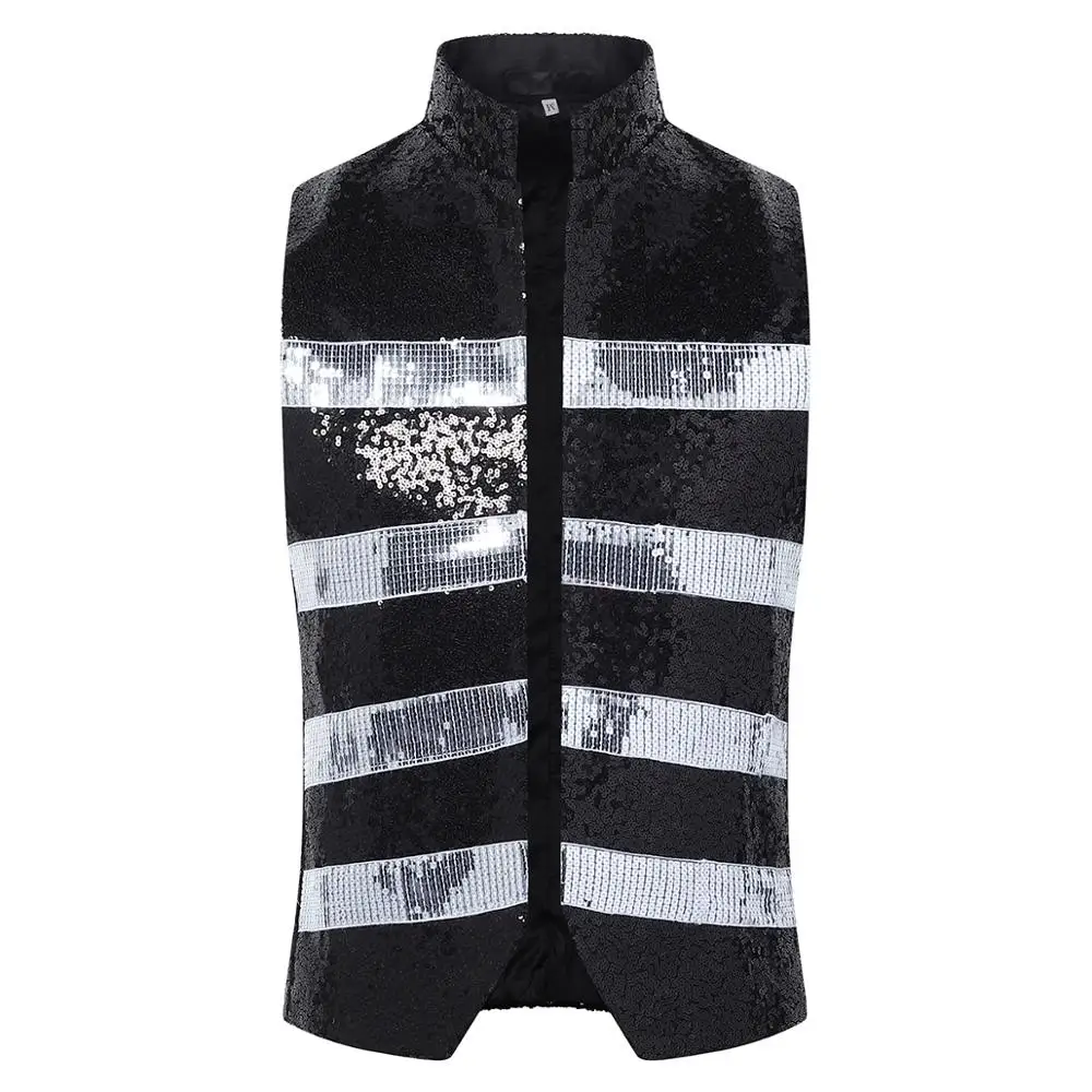 Мужской жилет с блестками и отворотом одной пуговицей для сцены приталенный
