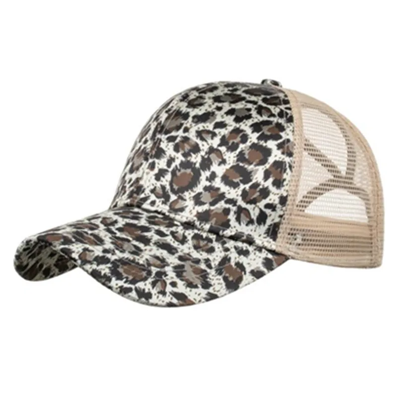 

Tiger pattern leopard hat men's breathable mesh cap ponytail baseball caps for men women casquette women's casual sports cap new