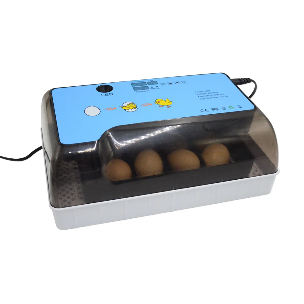 

Household Incubator Full Automatic Egg-Turner 12 Eggs Brooder with LED Testing Function