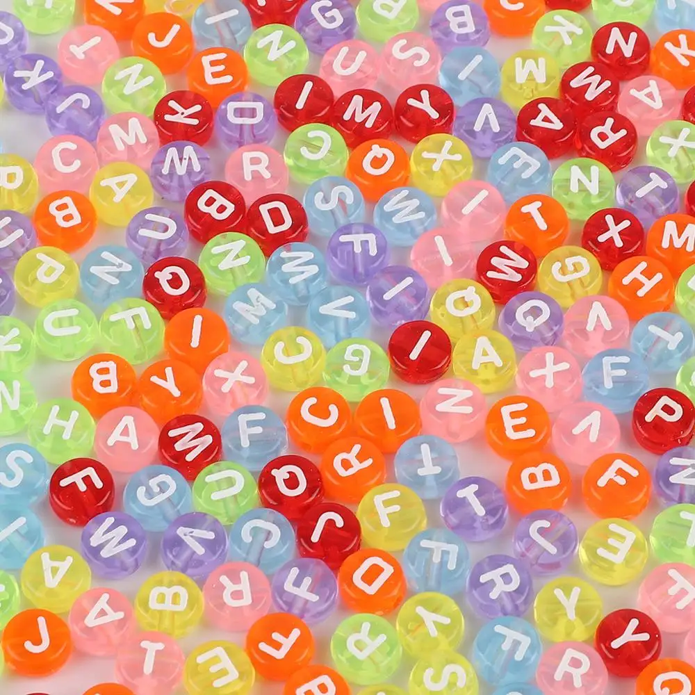 100pcs/lot 4x7mm Plastic &amp Acrylic Beads Round English Letters Loose For Jewelry Making Findings Necklace Bracelet Earring | Украшения и