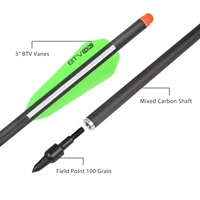 20 22 carbon crossbow bolts arrows 8 8mm 125 grain screw field point 3 btv vane archery bow outdoor hunting