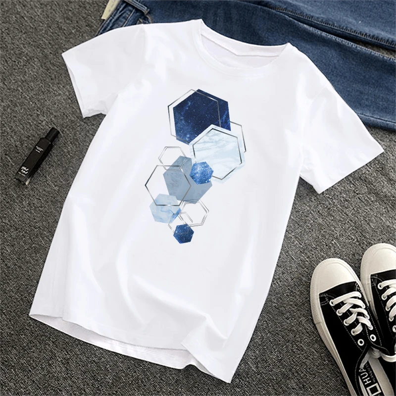 

Geometric Casual Summer T-shirt Womens Short Sleeve Top Fashion Printed Graphic Basic Ladies Women Tshirt Female Tees