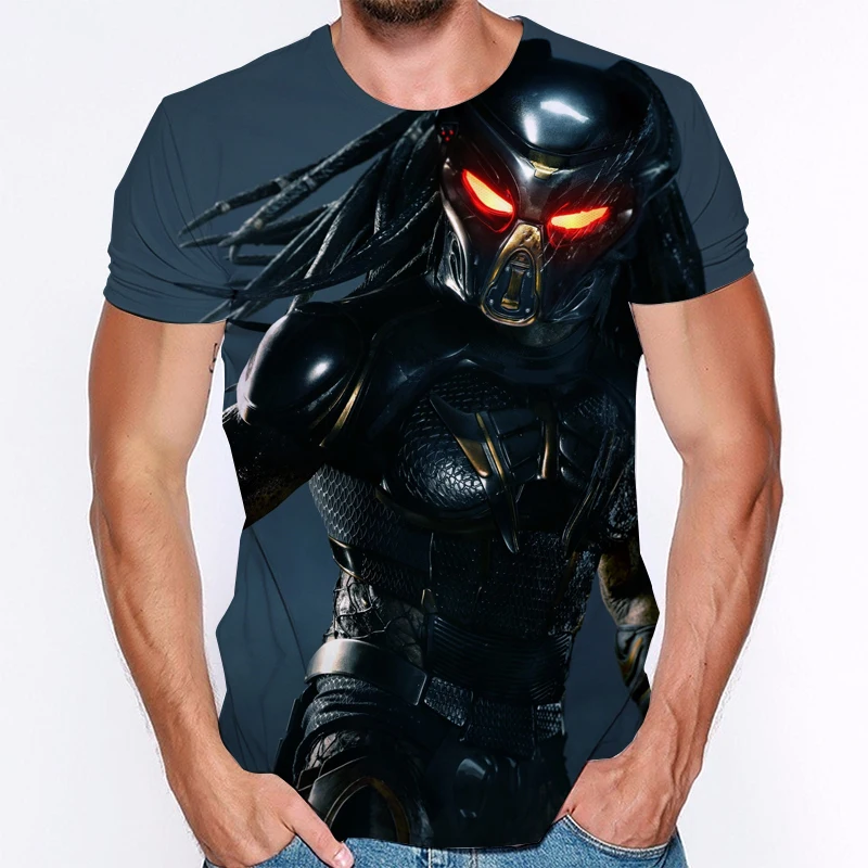 

2021 New 3D Printing Movie Predator Men's T-shirt Summer Hip-hop Street X Casual Clothing Women's Predator Cool Shirt