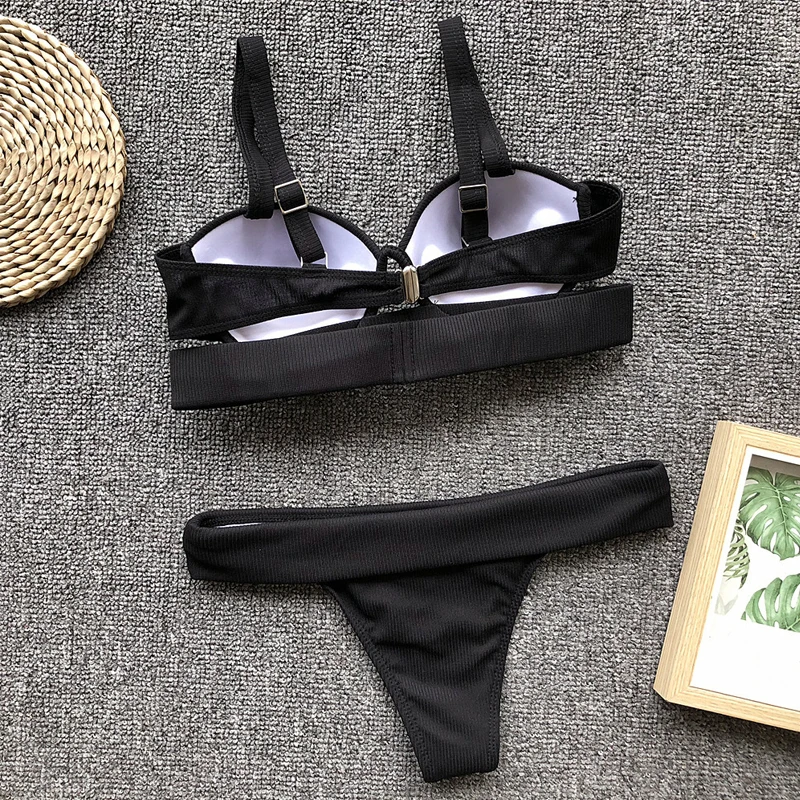 Черный купальник бикини сексуальный бразильский maillot de bain женский стринги с
