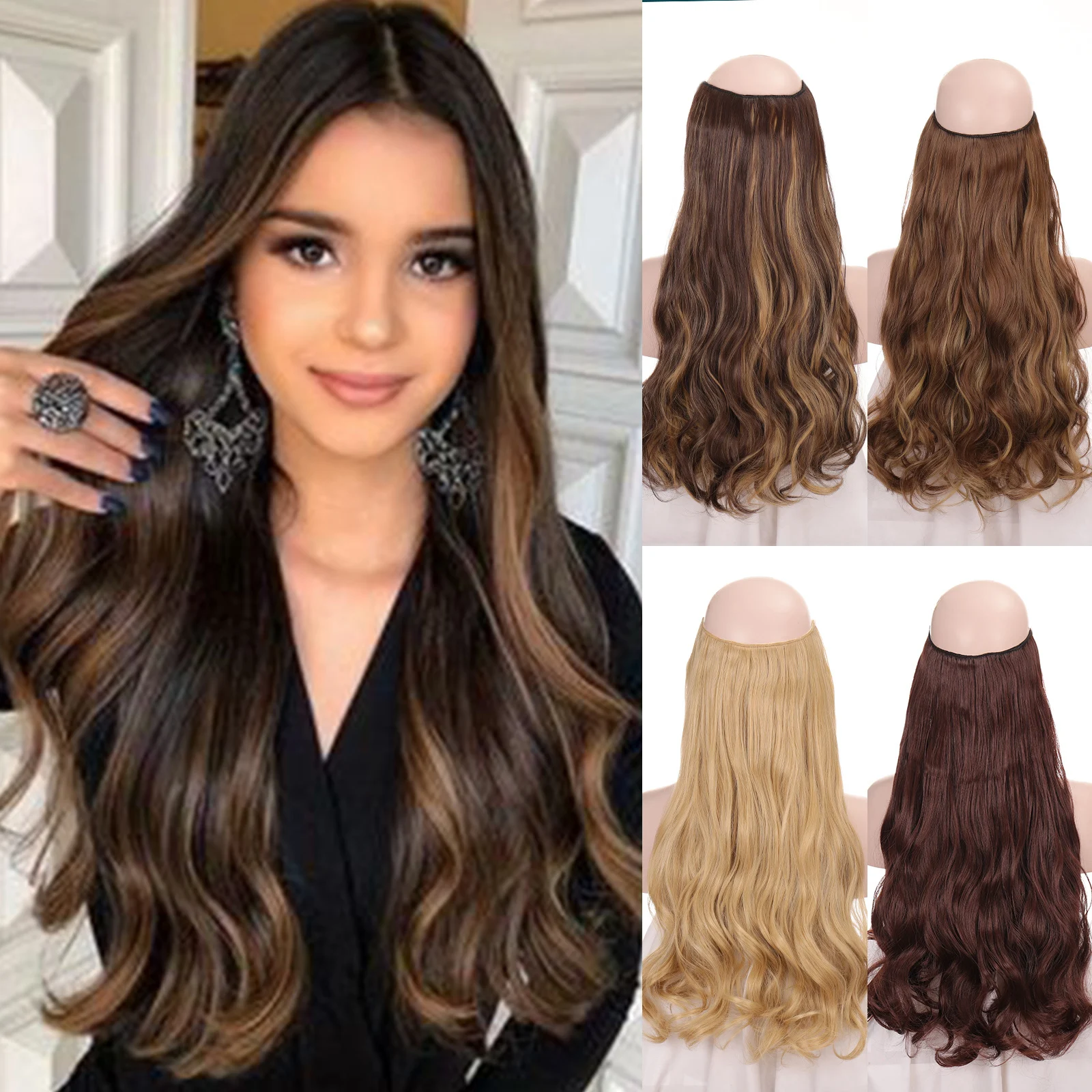 

LVHAN, светлые, коричневые, черные волнистые искусственные волосы, натуральные синтетические волосы для наращивания, без зажима, модный парик