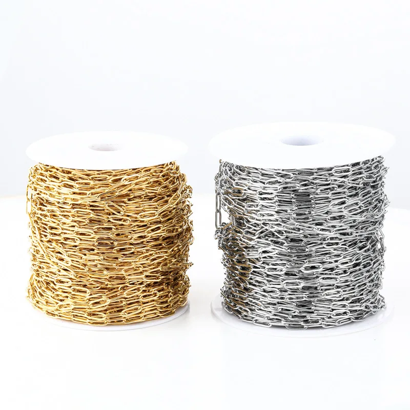 

1 Meter 316L Stainless Steel Gold Steel Tone 1.0x12x4mm Rolo Link Bulk Necklace Chain for DIY Bracelet Necklace Jewelry Making