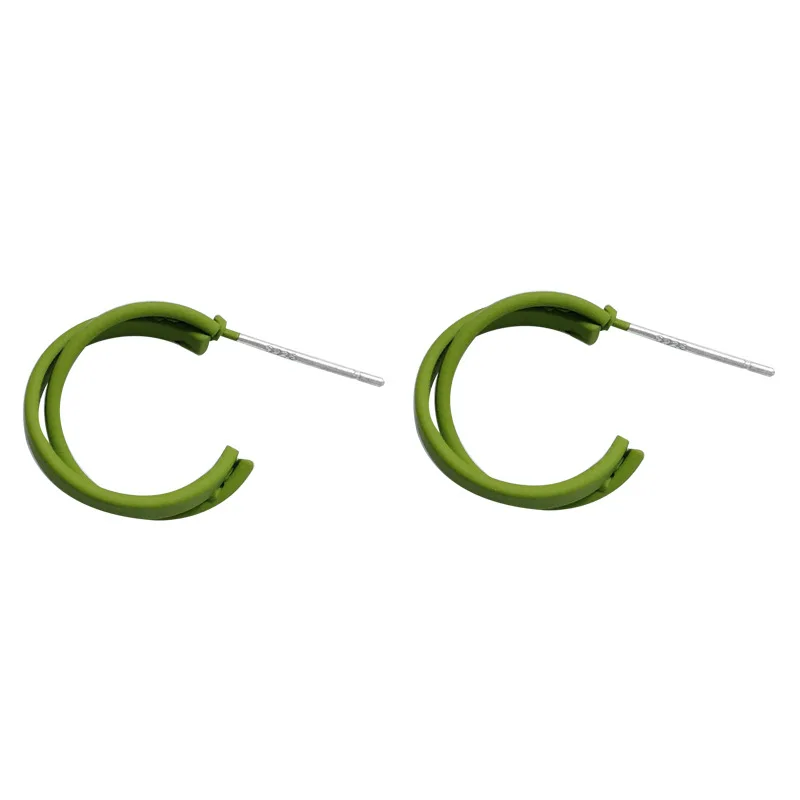 Маленькие серьги кольца S925 с иглой простое ювелирное изделие двухслойные