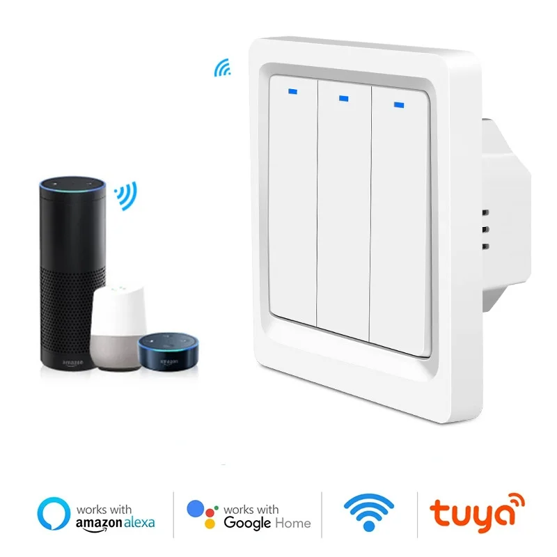 

Light Impact Switch WiFi Smart Wireless Touch Switch Remote Voice Control Home Wall 1/2/3 Gang Support Alexa Google Tuya Home
