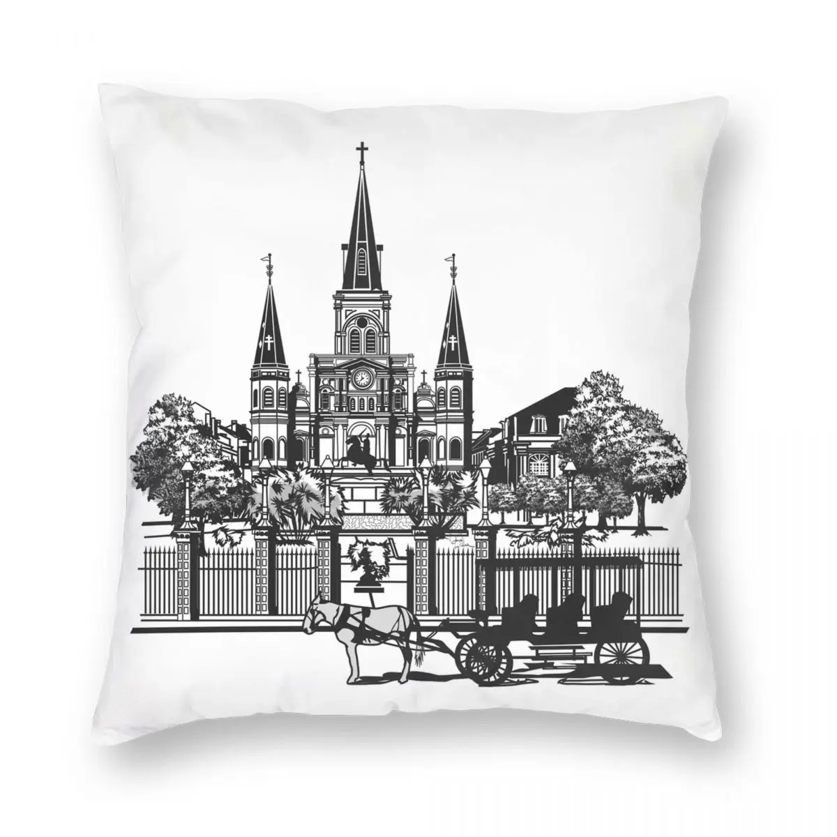 

New Orleans Louisiana Square Pillowcase Polyester Linen Velvet Pattern Zip Decor Pillow Case Home Cushion Cover 18"