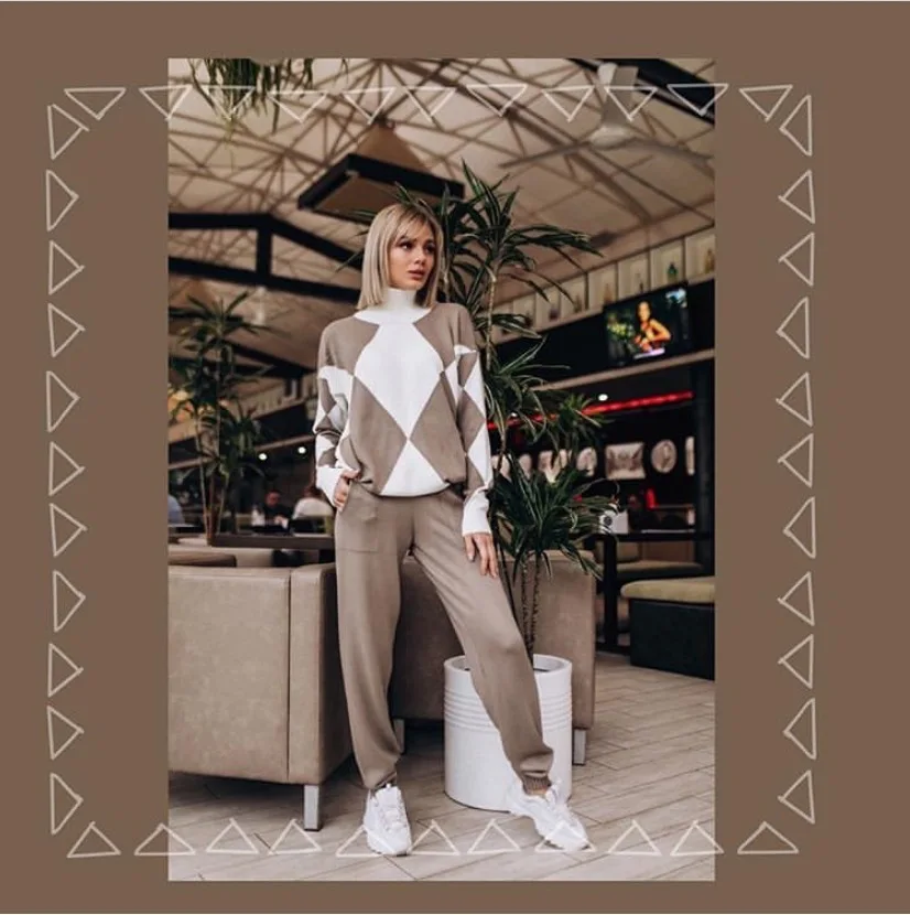 Женский комплект из 2 предметов ALPHALMODA зимний модный джемпер с высоким воротником