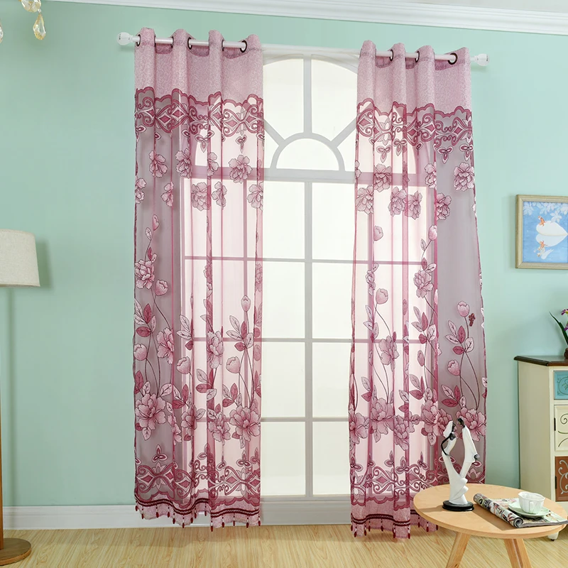 1 шт. кофейная выгорающая серия занавеска тюль для гостиной печатная оконная
