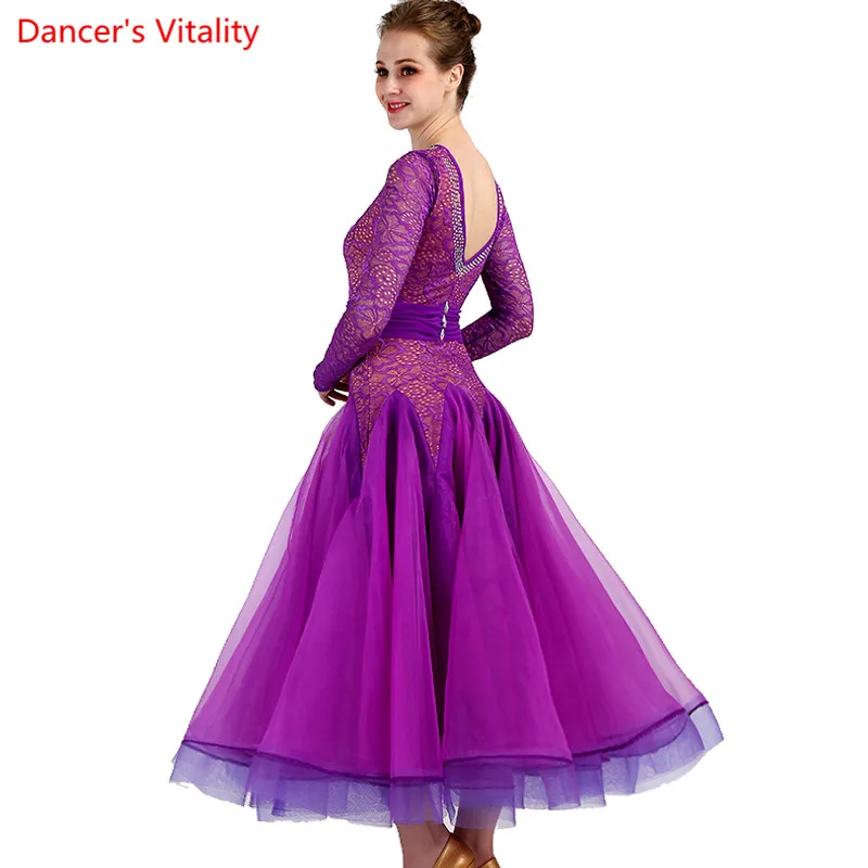 Custom made Ballroom Dance Round neck Dresses Competition Standard Dress Ladies Waltz Ball Gowns Women's | Тематическая одежда