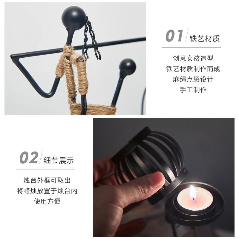 

Creative wrought iron candlestick decorations candlelight dinner decoration props hotel wine cabinet decorations
