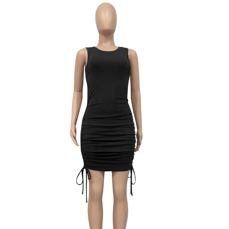 

2020 Summer Popular Drawstring Pleated Sexy Dress New Women's Dress