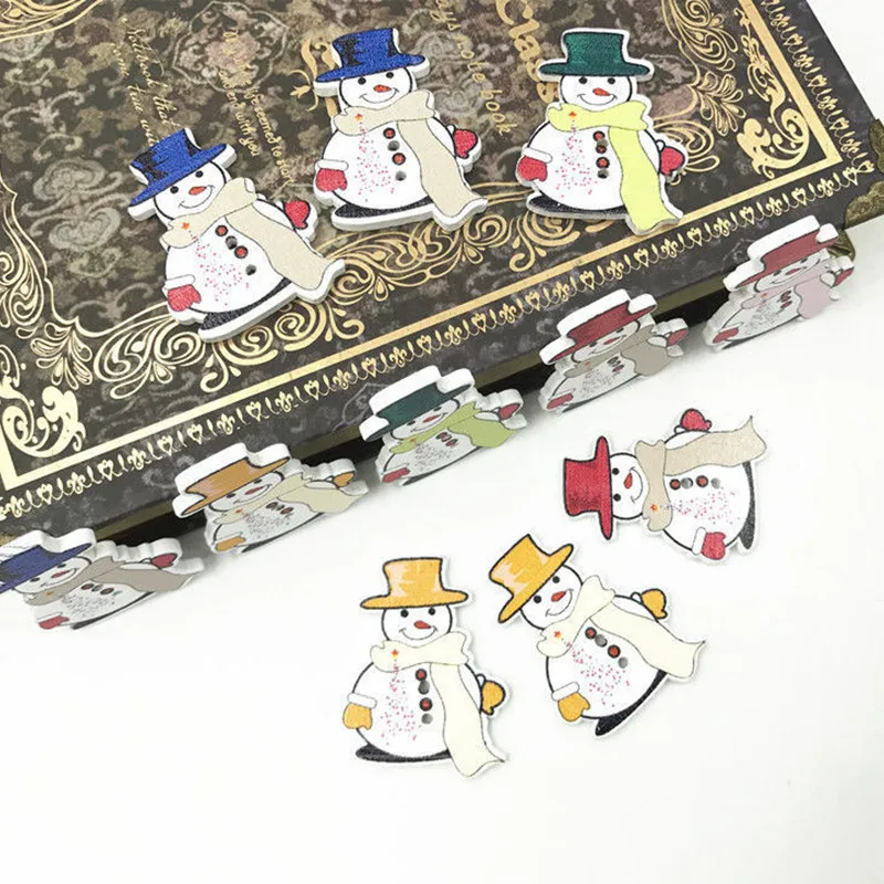 Деревянные пуговицы Снеговик для рукоделия 80 шт. рождественские украшения шитье