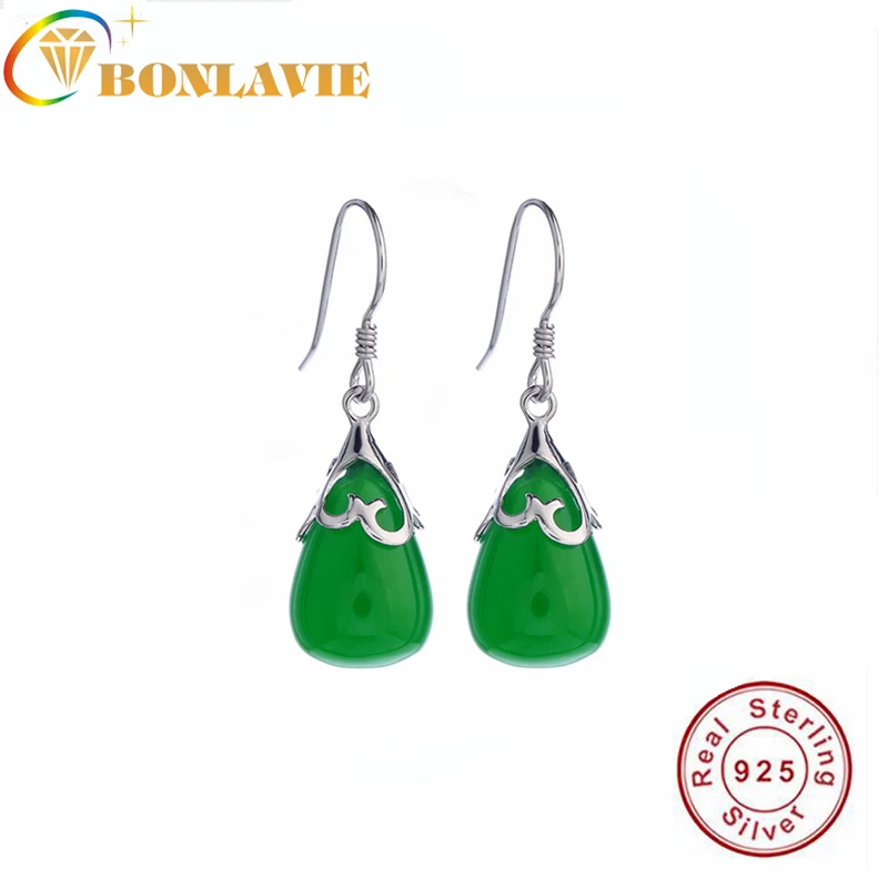 BONLAVIE S925 Серебряные яшмы капли воды серьги классический подарок девушки