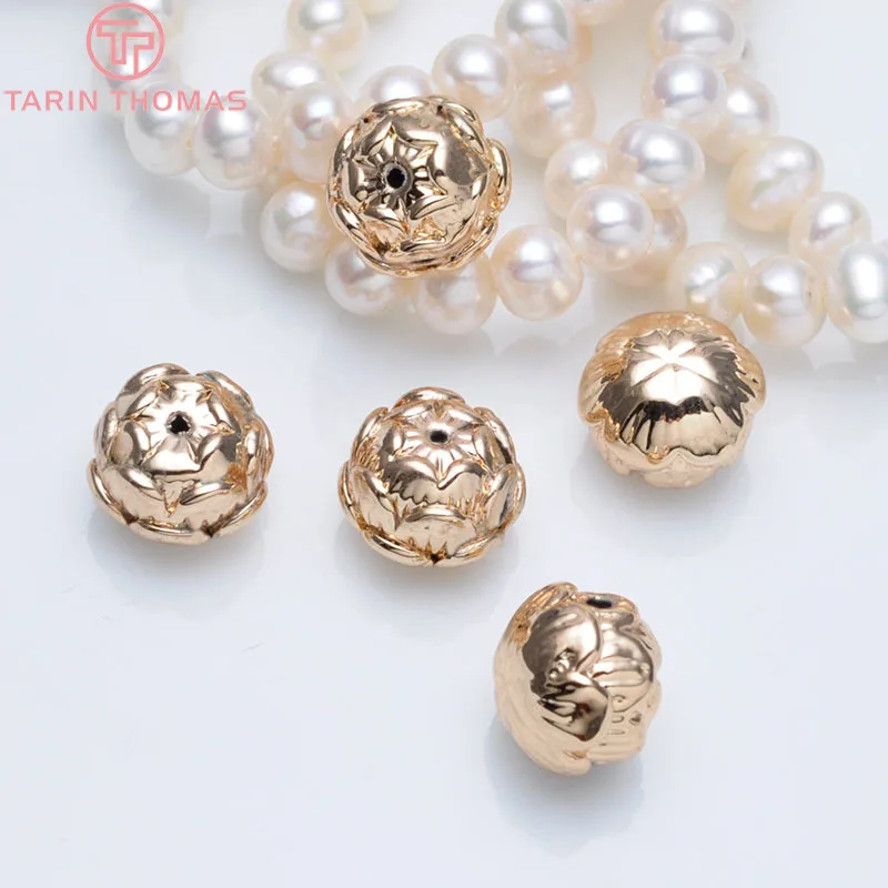 

6PCS 11x8.5MM 24K Champagne Gold Color Plated Brass Lotus Spacer Beads Bracelet Beads High Quality Diy Jewelry Accessories