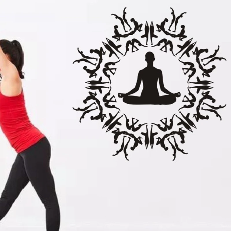 

Yoga Club Wall Sticker Decal Lotus Body-building Posters Vinyl Wall Decals Home Decoration Decor Mural Yoga Sticker