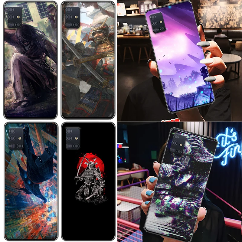 

Hand Painted Japanese Samurai Phone Case For Samsung Galaxy A72 A52 A42 A32 4G 5G A11 A21S A31 A41 A51 A71 Back Cover Funda