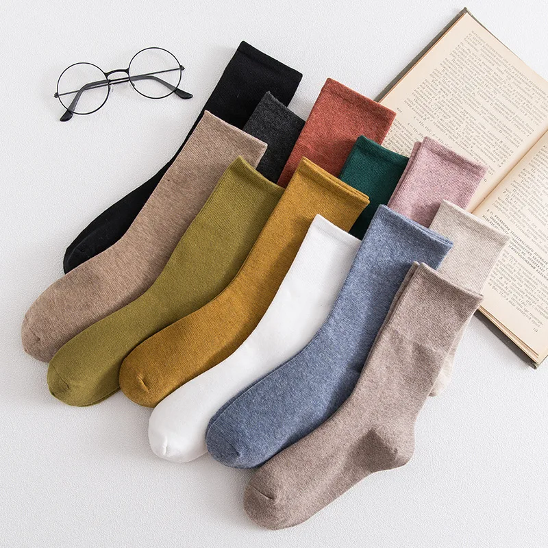 

3 Pairs Solid Color Socks Ⅰ Middle Tube Knitted Japanese Korea Loose Long Socks Women Pile Ins Soft Fashion Girls Autumn