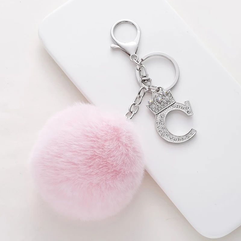 

Модные пушистые брелки Стразы серебристого цвета с помпоном и меховым шариком, брелок для женских сумок, ювелирные изделия, брелок