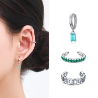 modian 1 pcs fashion ear cuff real 925 sterling silver tourmaline gilrs circle clip earrings fashion zirconia fine jewelry gift