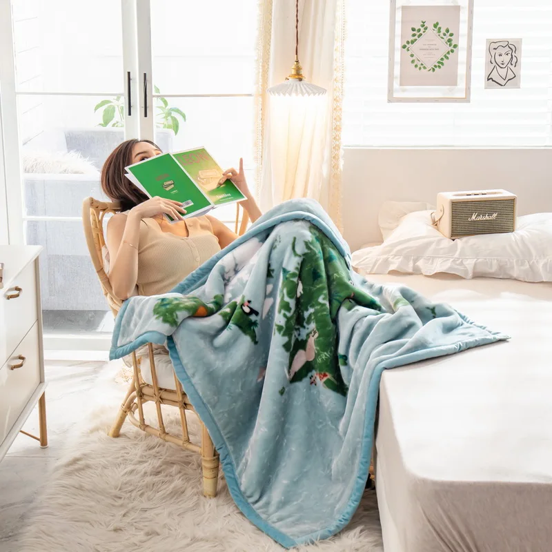 

Double-layered thick frankincly fluff blanket children's cartoon little bedding blanket office nap blanket cover leg blanket