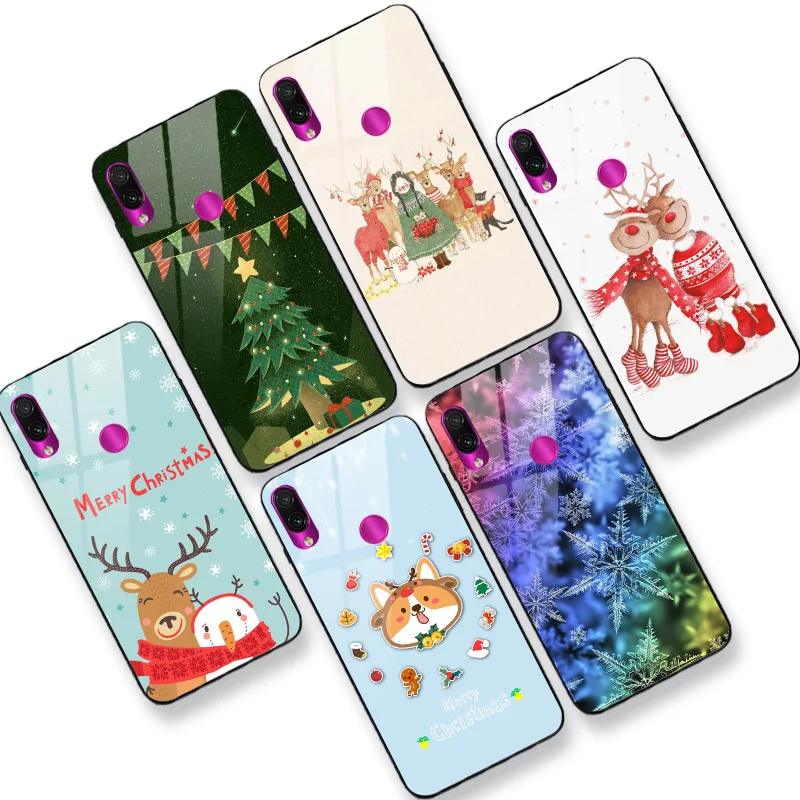 Чехол с рождественским рисунком для телефона Redmi 7 7A 8A Жесткий из поликарбоната