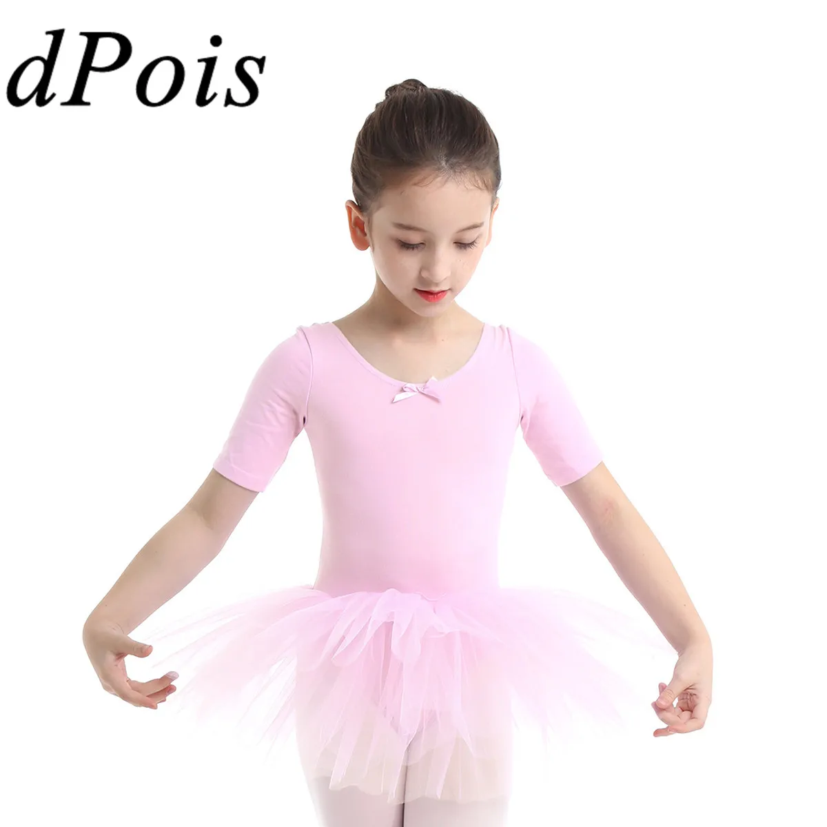 

Dpois Girls Tutu Ballet Dress Dance Ballet Tutu Dress Ballerina Costumes Short Sleeve Cotton Ballet Dance Leotard Dress For Kids