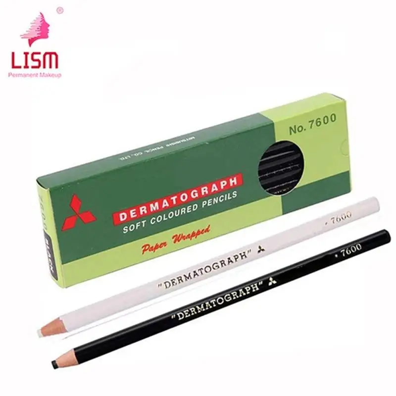12Pcs/lot  Japan Black Pencil Colored Pencil Dermatograph K7600 Oil-Based Paper Wrapped  For Tattoo Eyebrow Marker Paint Pencil free shipping 12pcs lot processing custom bees pencil activities students pencil insect craft pencil