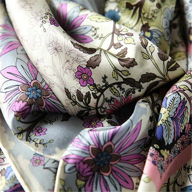 Женский квадратный шарф из натурального шелка 100% см |