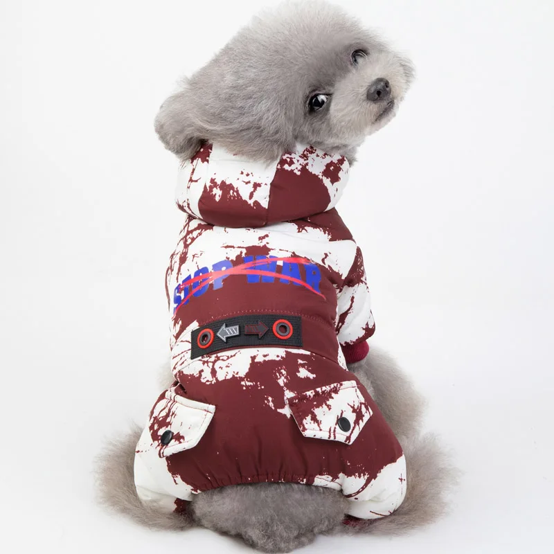 Wine Red S-2XL, камуфляжная одежда для собак, зимний комбинезон для собаки, одежда для щенков, теплое пальто для собак, Йоркская Померанская зимняя одежда для животных для собак - Цвет: Wine Red