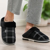 mens slippers home slippers size 50 warm anti skid sturdy sole house shoes for men gingham velvet suede fur slippers