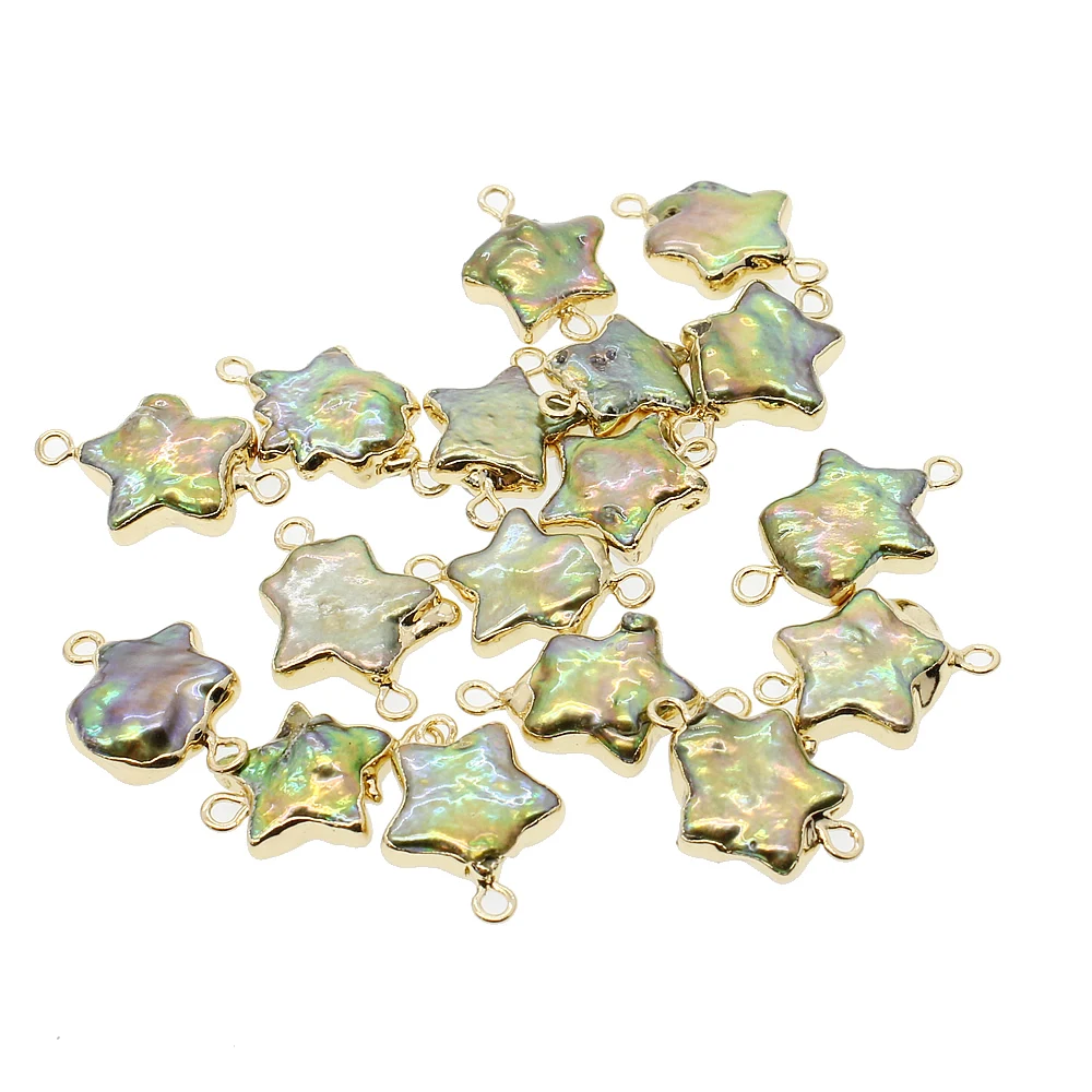 Натуральный пресноводный жемчуг цвет пентаграмма двойное кольцо кулон звезда