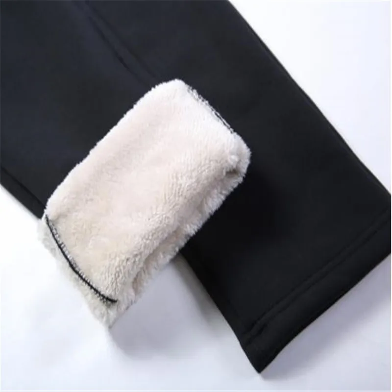 

2019 Winter Women Pant Thick Lambskin Cashmere Pants Warm Female Casual Straight Loose Trousers Drawstring Waist Snow Wear M225