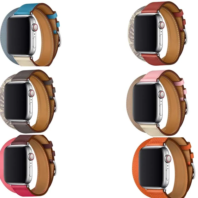 Ремешок из натуральной кожи для Apple Watch band Double tour 3/2/1 38 40 42 44 мм | Наручные часы